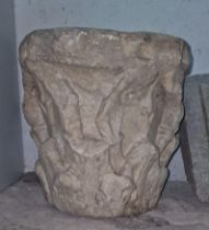 Large Romanesque capital in stone, Catalonia, 12th century