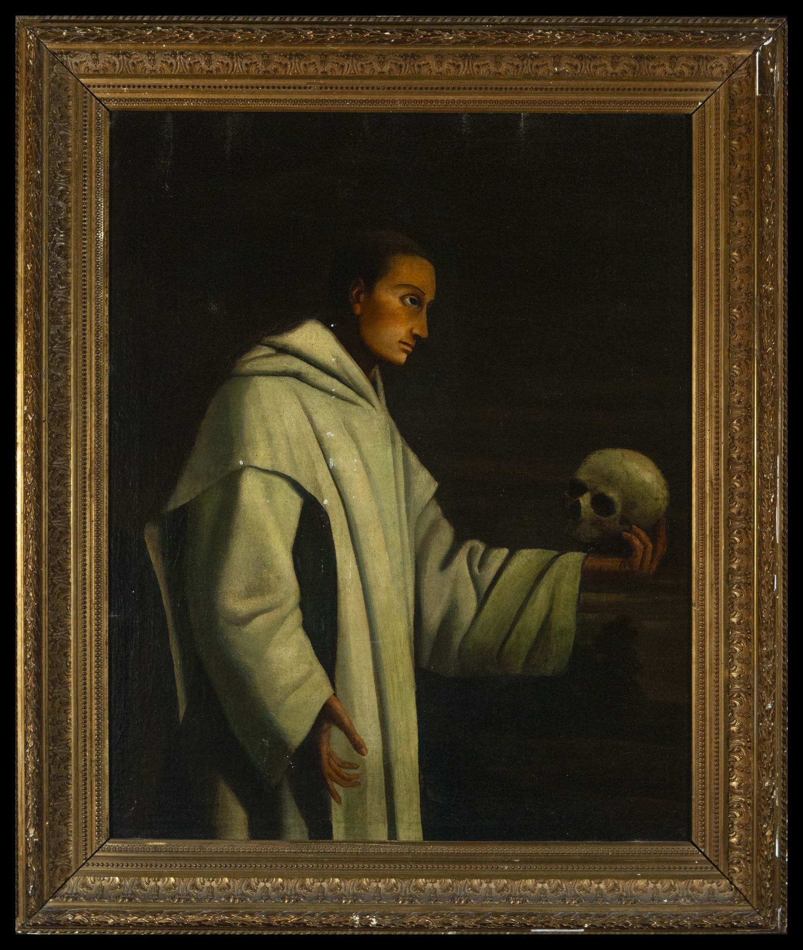 Large Saint Bruno painted in oil on canvas Italian or Belgian school of the 19th century