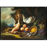 Italian still life of game and fruits 19th century