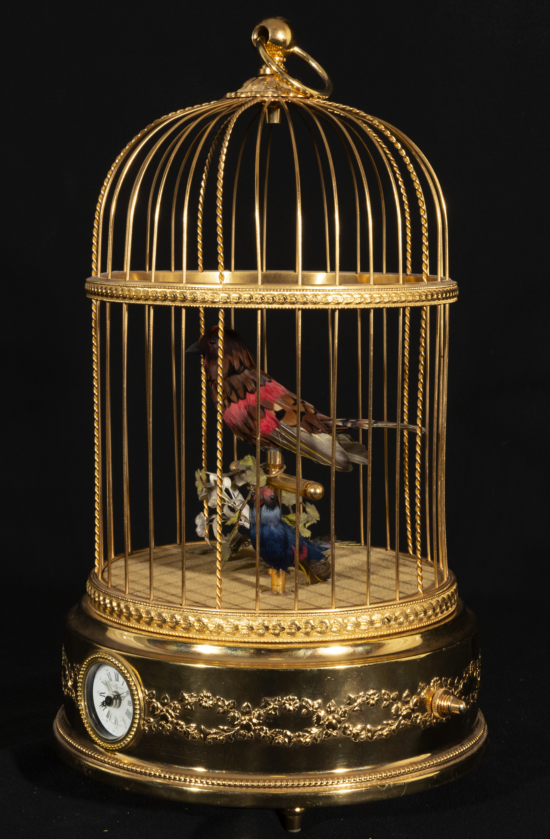 Automaton clock cage with songbird from the 20th century, Germany - Image 5 of 6