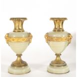 Pair of French Napoleon III candelabras in onyx and gilt bronze