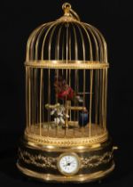 Automaton clock cage with songbird from the 20th century, Germany
