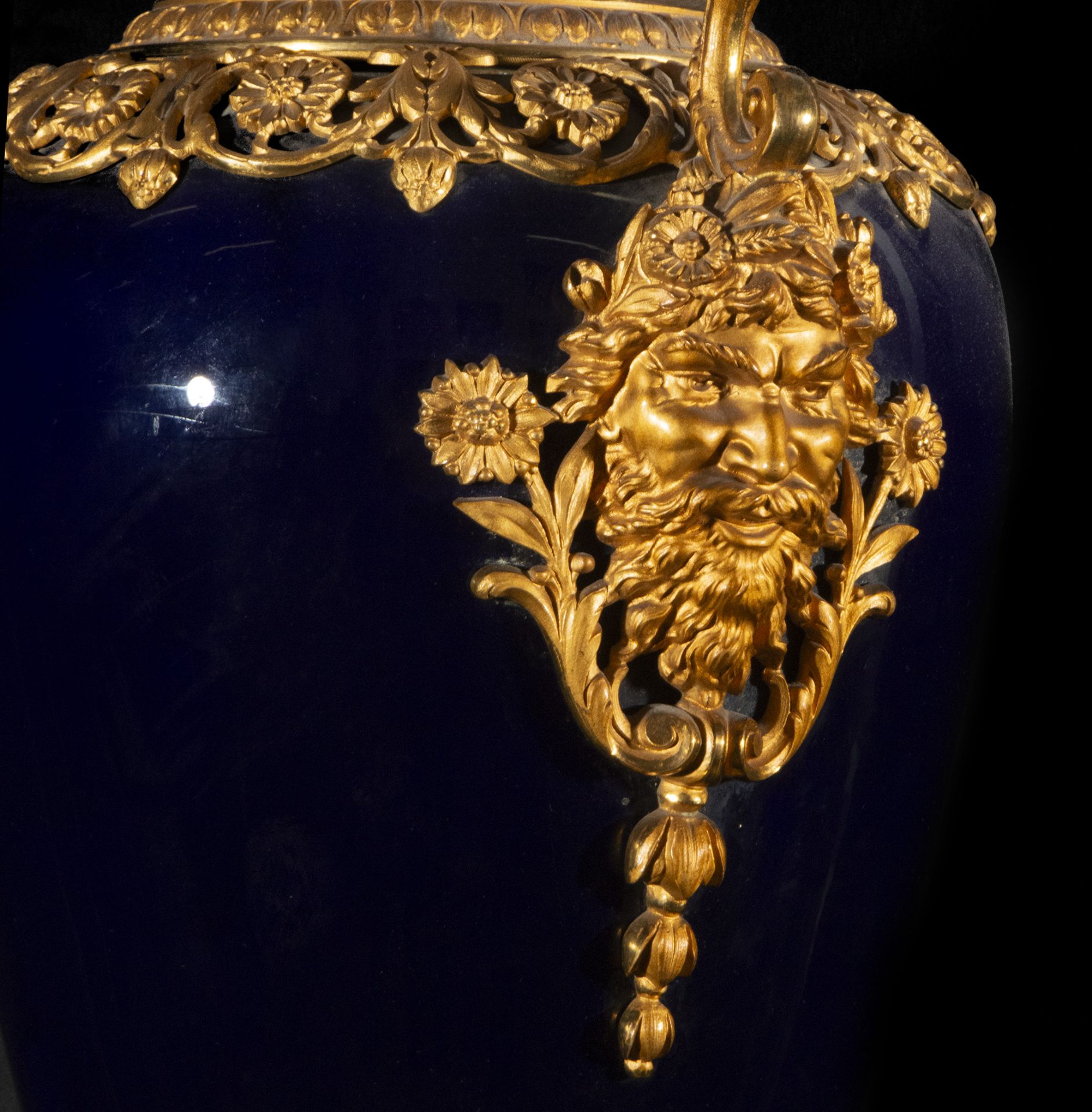 Pair of Large Sevres Vases in "Bleu Celeste" porcelain from the 19th century - Image 8 of 9