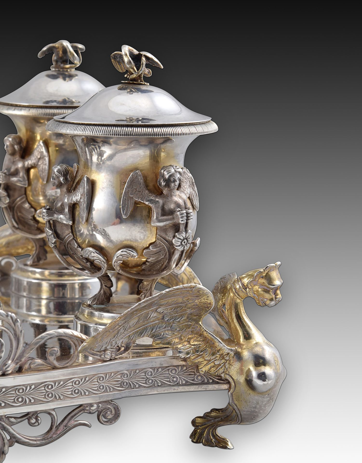 Exceptional Notary Office with four inkwells. Silver. Spain, late 19th century. With contrast markin - Bild 14 aus 15
