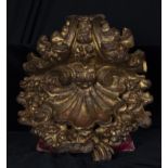Large 17th century Italian baroque wall corbel for carving, in gilded wood
