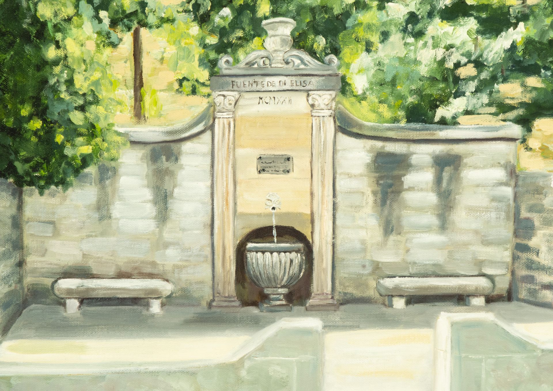 Character next to a fountain, signed - Bild 2 aus 5