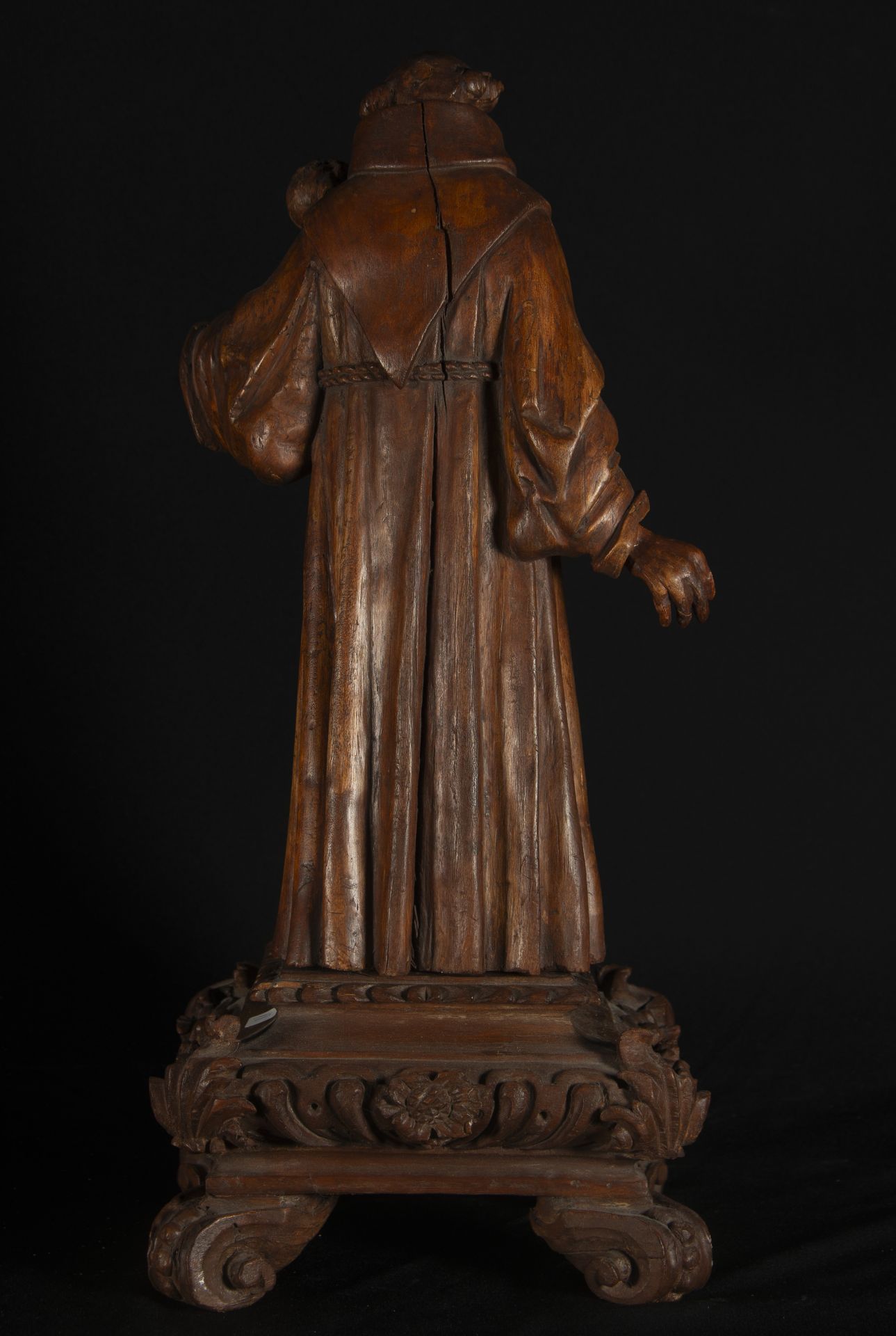 Important Portuguese colonial Saint Anthony, Brazil, in wood in its natural color and original 18th  - Bild 6 aus 6