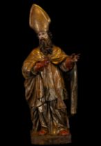 Important polychrome sculpture of Saint Augustine of Hippo, 17th century