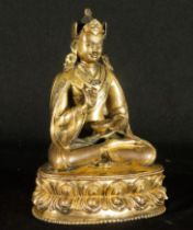 Extraordinary Tibetan Bronze of Padmasambhava, Chinese school from the 15th century to the beginning