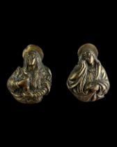 Gilt bronze plaquettes of Mary Magdalene and Saint John. Italian, 16th century.