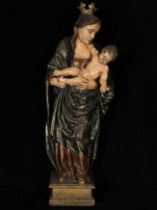 Sculpture of Virgin Mary crowned with the Child Jesus in her arms, 16th century Italian school