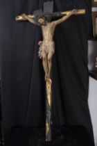 Beautiful sculpture in wood and silver of Christ Crucified, Juan de Mesa style, 18th century