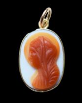 Agate cameo with a profile of the Madonna. Italian, early 19th century.