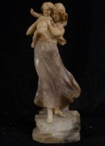 Beautiful Sculpture of Allegory of Motherhood in alabaster, Italian or French school of the 19th cen