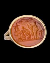 After Valerio Belli, Intaglio ring of a procession. Italian, 18th century.