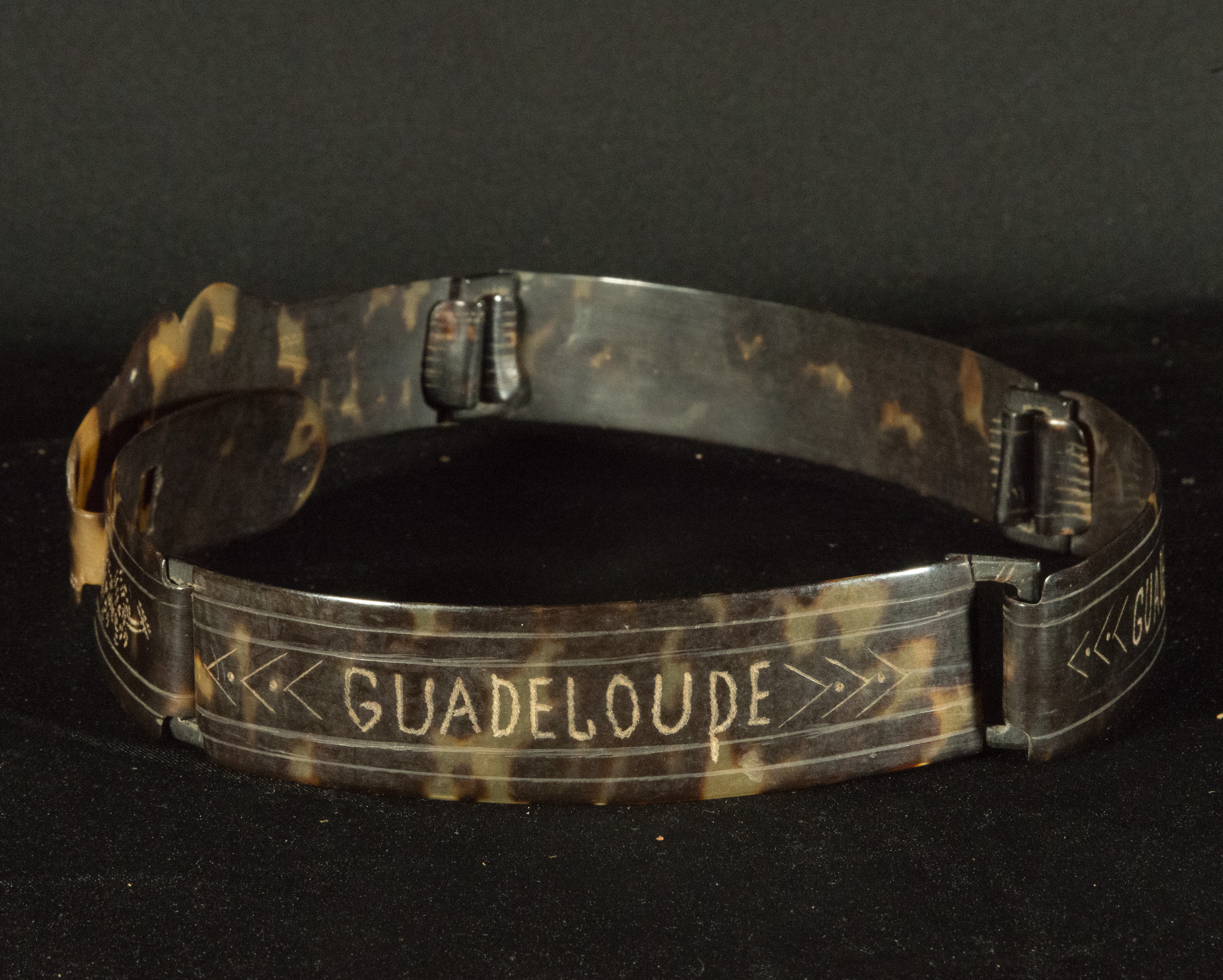 Rare French colonial belt in tortoiseshell, with Lady's name and engraved flourishes - Image 2 of 4