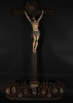 Monumental Colonial Portuguese Goa South India Christ, late 17th century, in teakwood