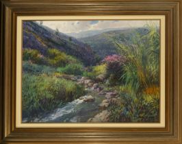 F. Calabuig (signed), Landscape with river, Valencian school, 20th century