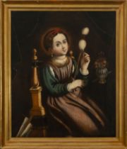 Virgin Mary as a child, spinning, Spanish school, 17th - 18th centuries