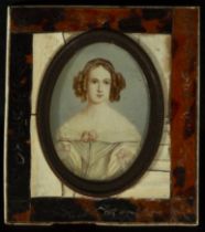 Miniature of Young Lady with ringlets, English Romantic school of the late 19th century