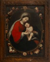 Virgin with child in a border of flowers, Granada school, 17th century