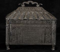 Rare Berber work silver box dedicated to Spanish Army Colonel Julio Barbosa in 1944, Sidi Ifni Sahar