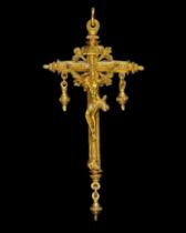 Renaissance enamelled gold crucifix pendant. Spanish, late 16th century.