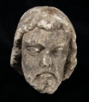 Stone head, France, 15th century