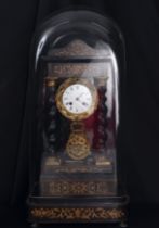 Wooden table clock with four Solomonic columns in glass lantern, Napoleon III style, 19th century