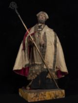 Saint Augustine, Neapolitan Saint for dressing, with original base, southern Italy, 18th century