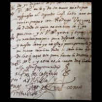 Interesting document with writings and signature of King Felipe II, 16th century