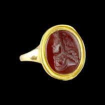 Ring with intaglio of Joseph I (1678-1711). 17th century, later gold ring.