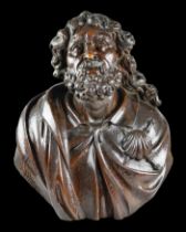 Circle of Hendrik Frans Verbruggen, Imposing oak bust of Saint James the Greater, Flemish, last quar