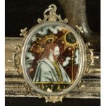 Exquisite French Reliquary Medallion with Limoges enamel mounted in silver from the 16th century