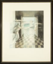 Open Windows, hand-signed and serialized etching lithograph, Eduardo Naranjo, New York series, 20th