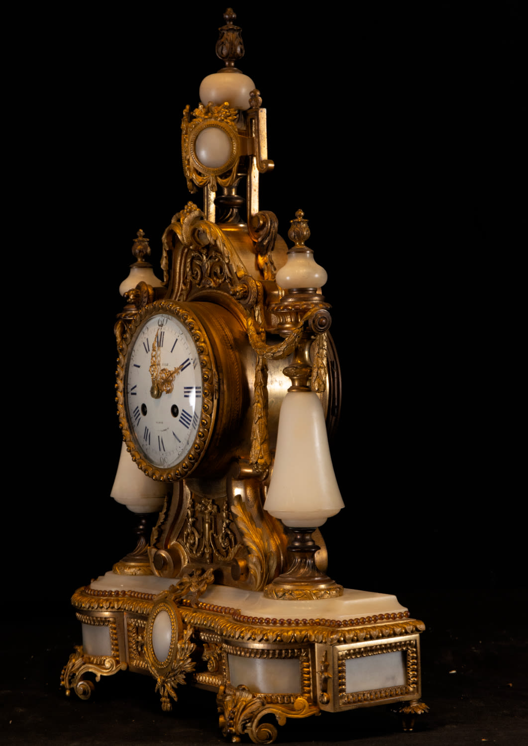 Louis XIV style bronze and alabaster clock, 19th century - Image 4 of 5