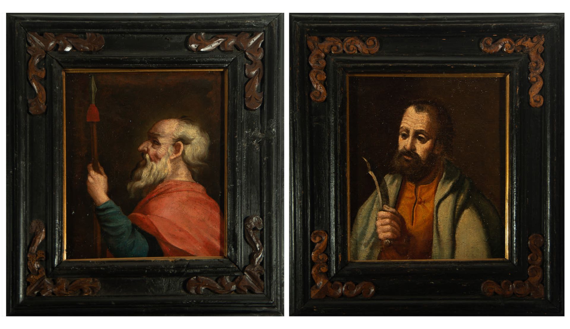 Couple of Apostles, Spanish school of the 18th century