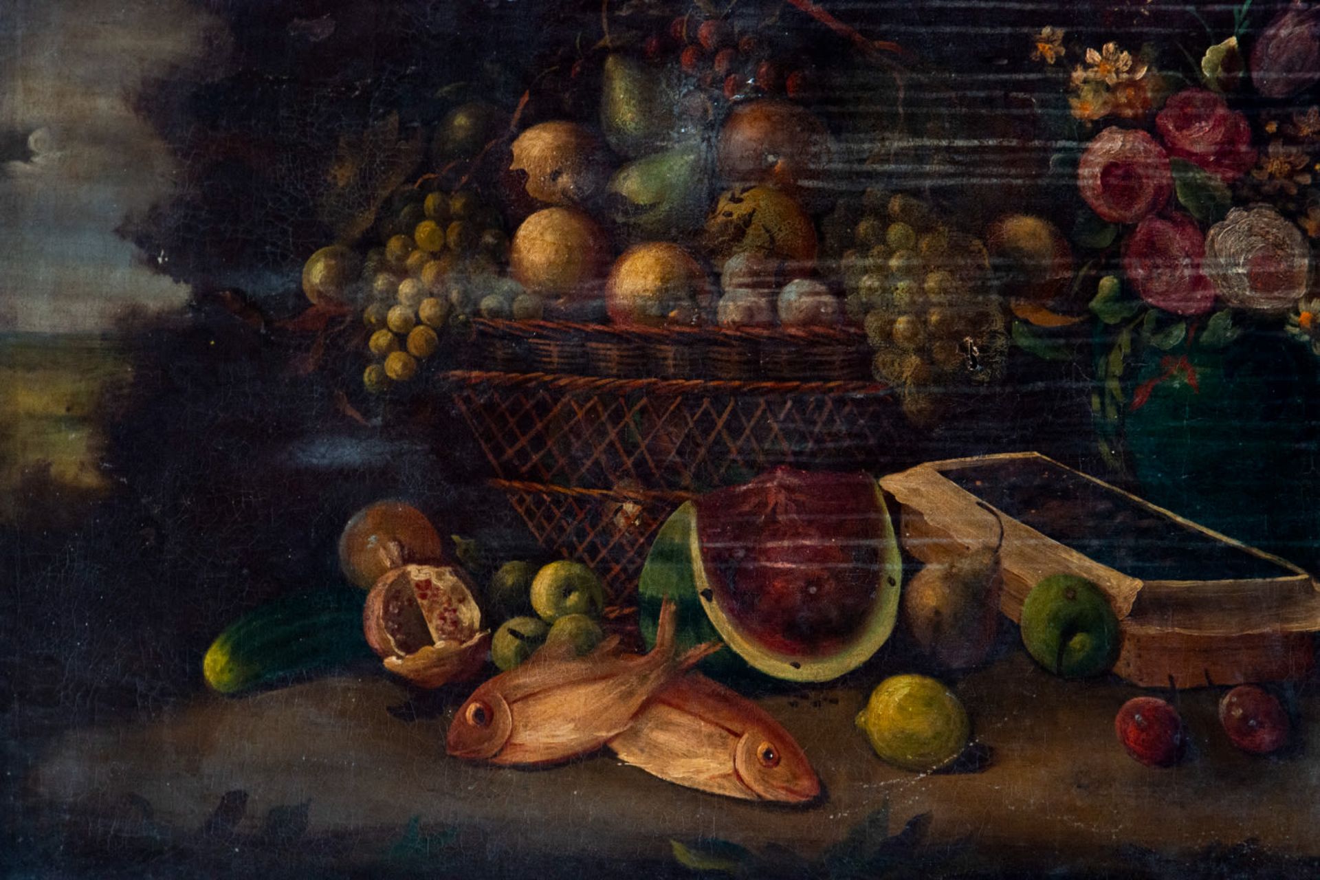 Baroque Italian Still Life of Fish and Fruits from the 18th century - Image 2 of 5