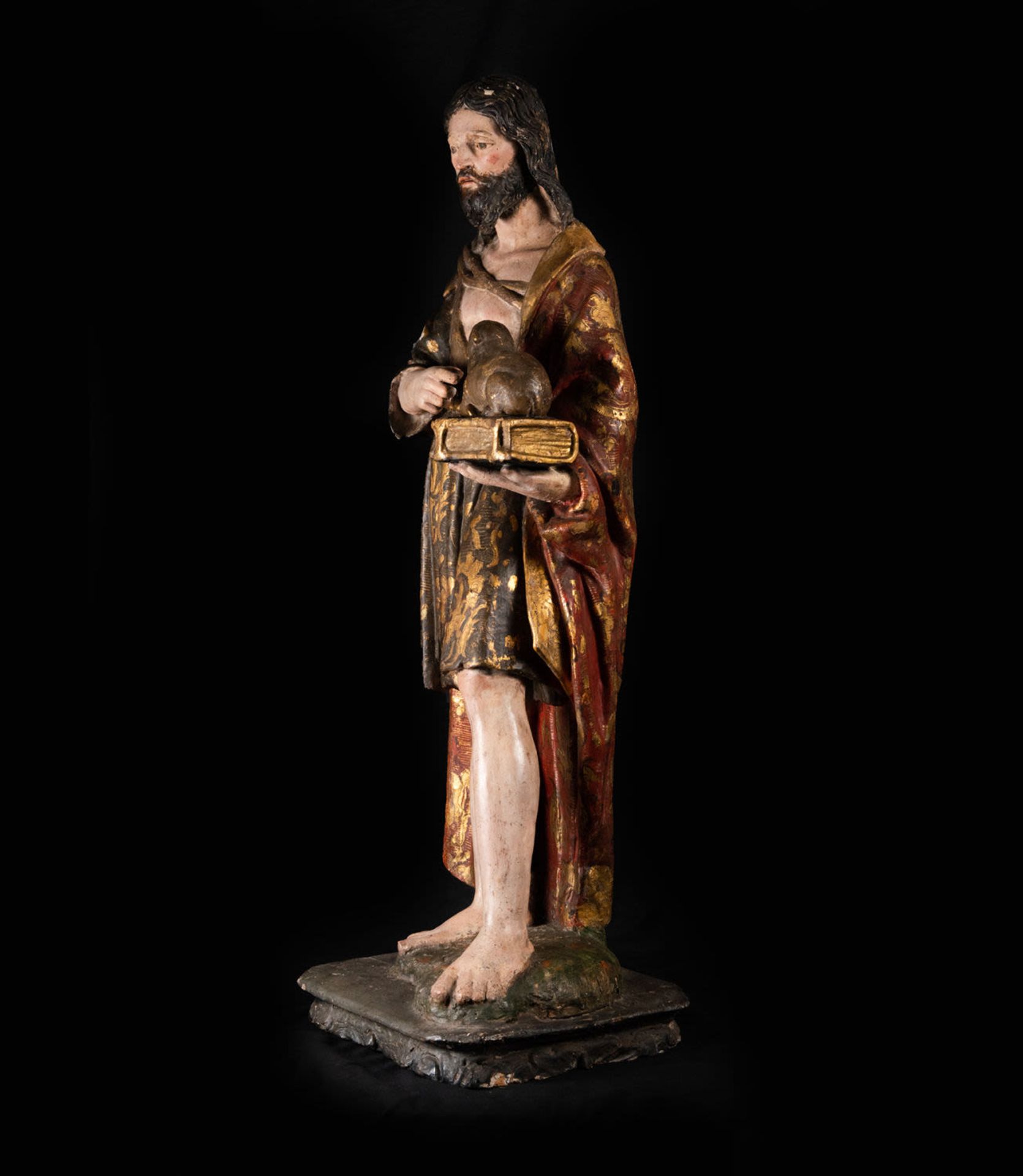 Polychrome wood carving of Saint John the Baptist, Mexico, Novohispanic colonial school of the 17th  - Image 2 of 8