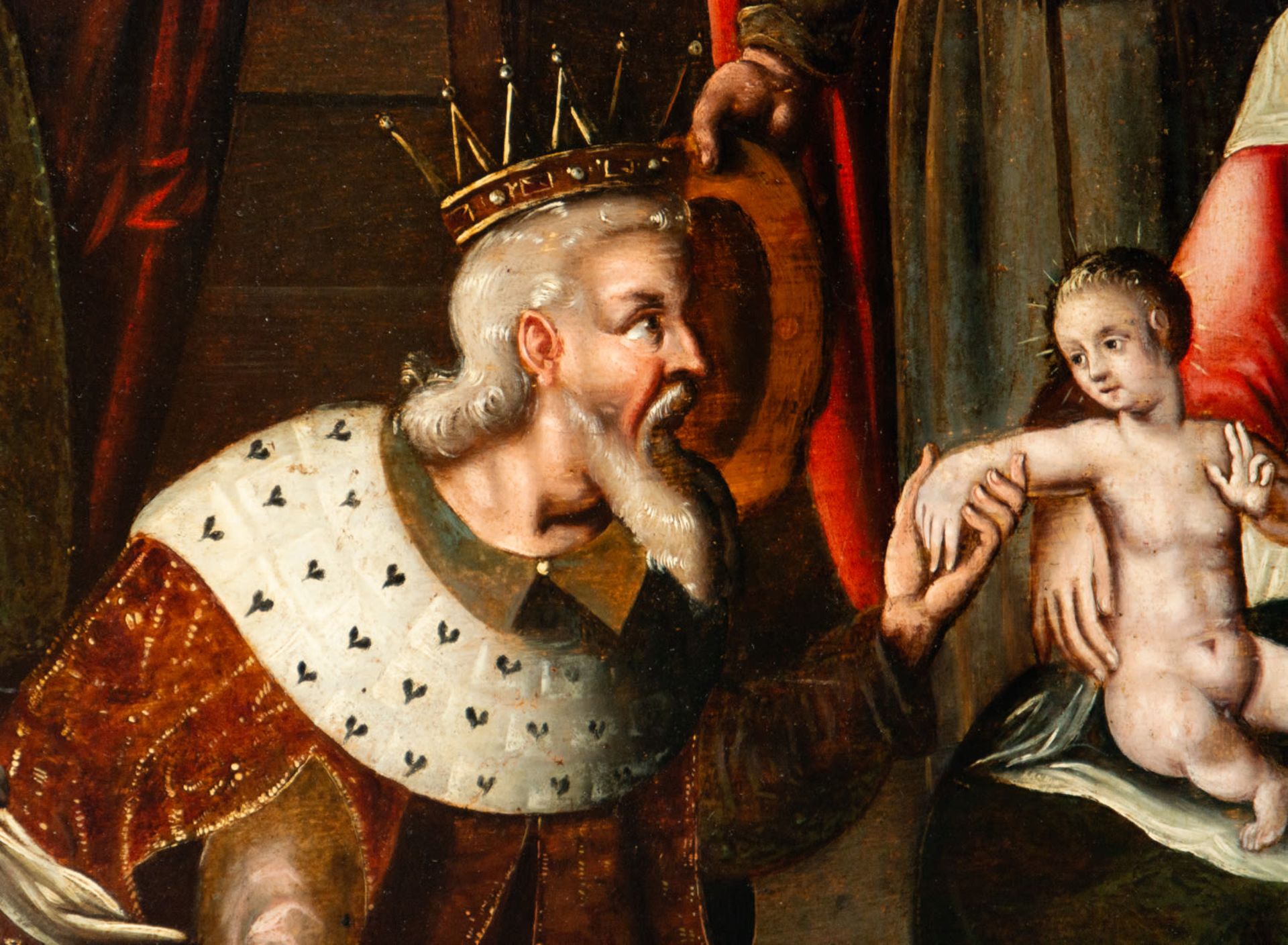 Large Oil on panel representing the Adoration of Kings, Italo-Flemish school of the 16th century - Image 3 of 6