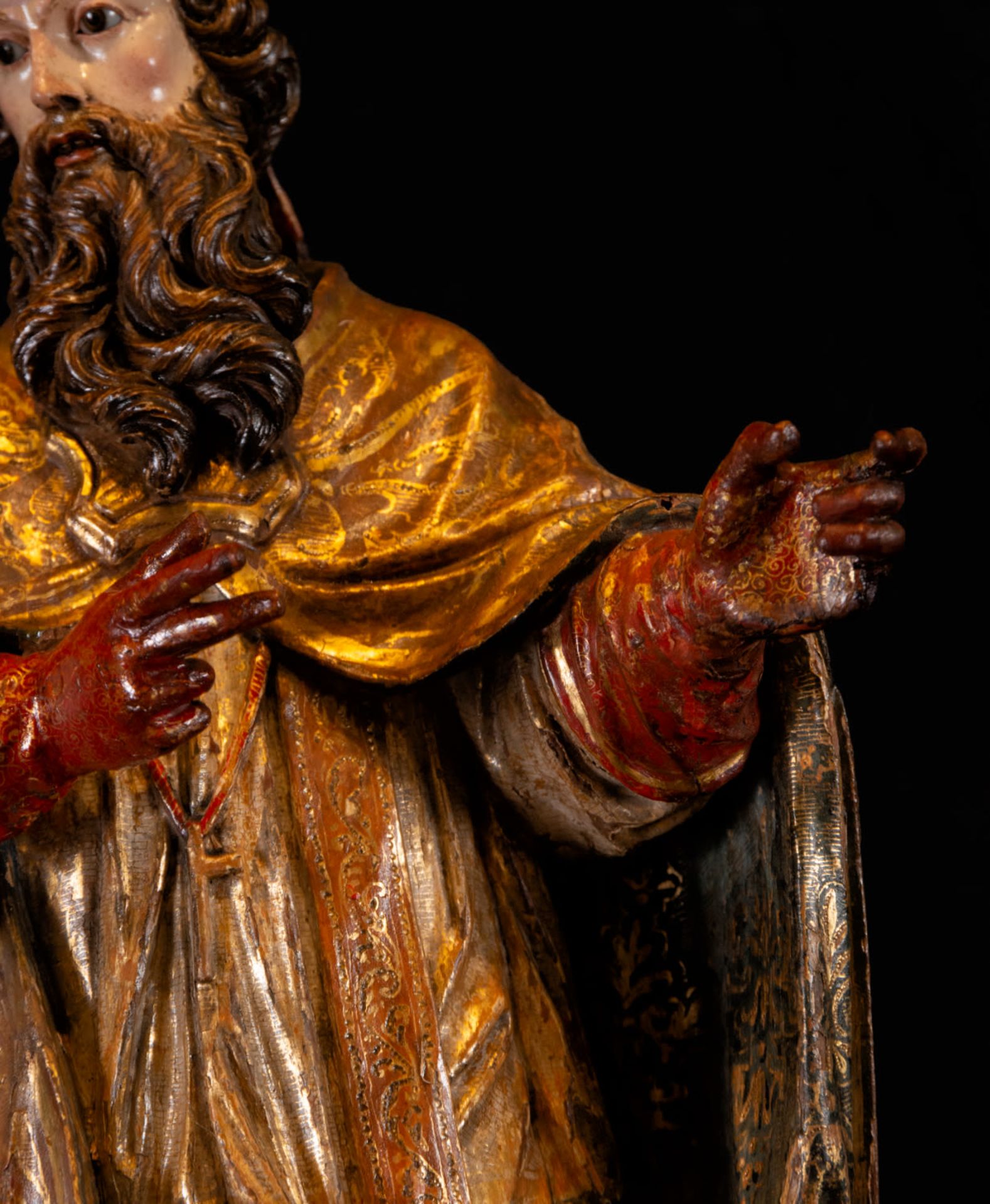 Important polychrome sculpture of Saint Augustine of Hippo, 17th century - Image 3 of 6