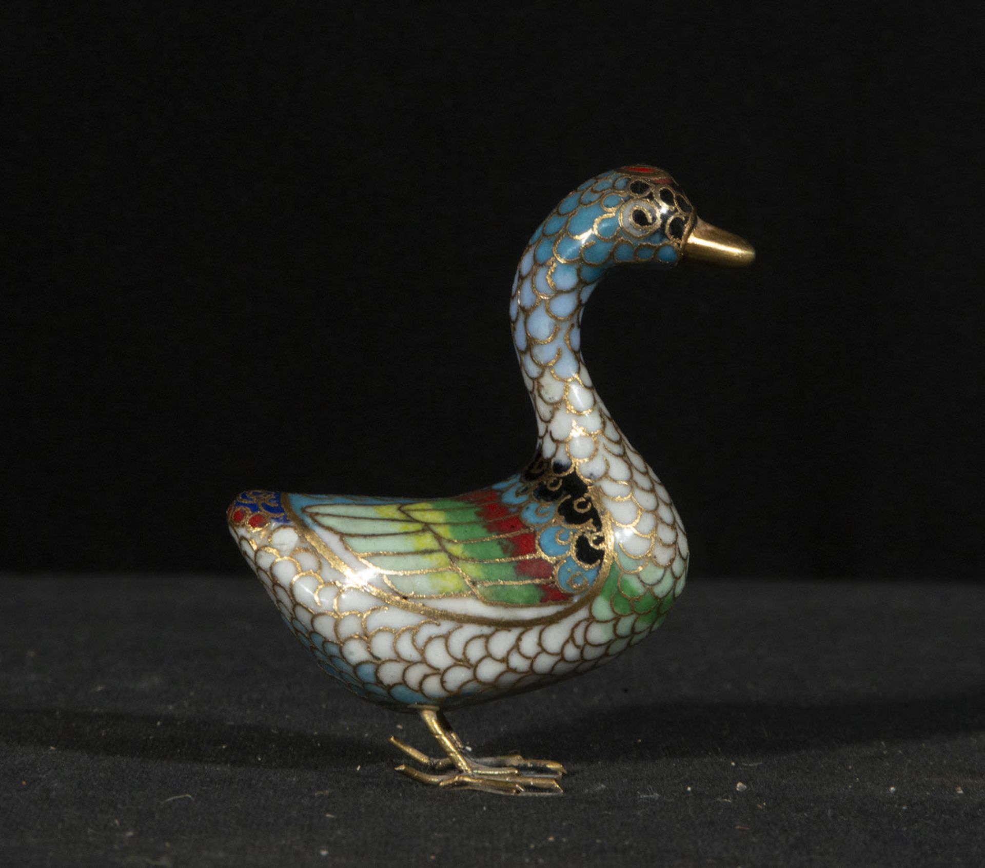 Pair of Chinese ducks in bronze filigree and cloisonné enamel, 20th century - Bild 2 aus 4