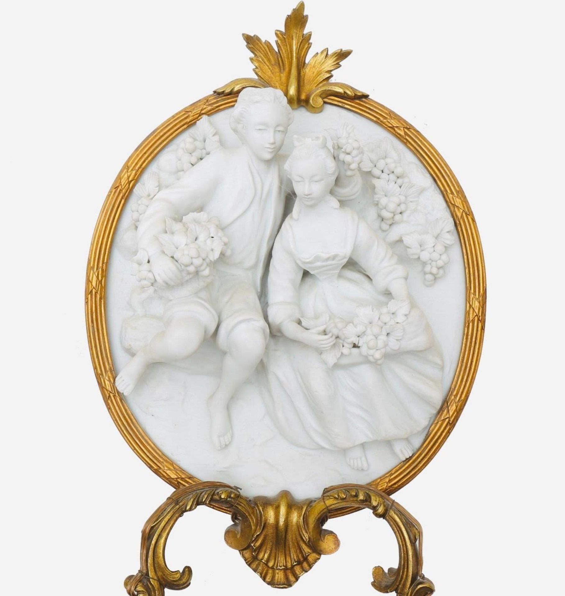 Perfect Condition Pair Louis XV Wall Apliques in Meissen Tender Porcelain and Gilt Bronze, French 19 - Bild 3 aus 4