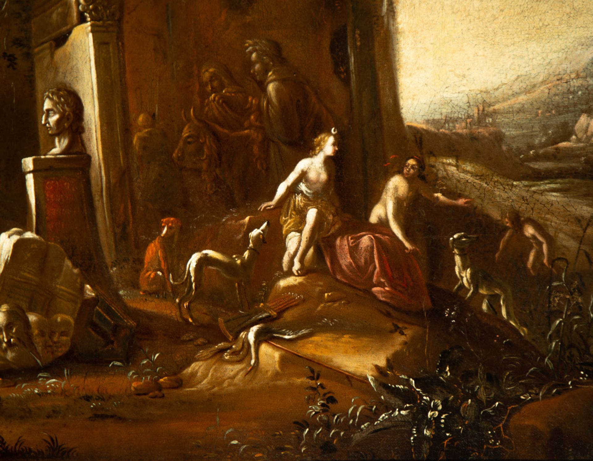 Diana the huntress in a capriccio, in the manner of Abraham Van Cuylenborg (Utrecht, c. 1610/1620–16 - Image 7 of 12