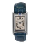 Elegant Cartier Tank Tilting Wristwatch for Men, in steel, year 1999