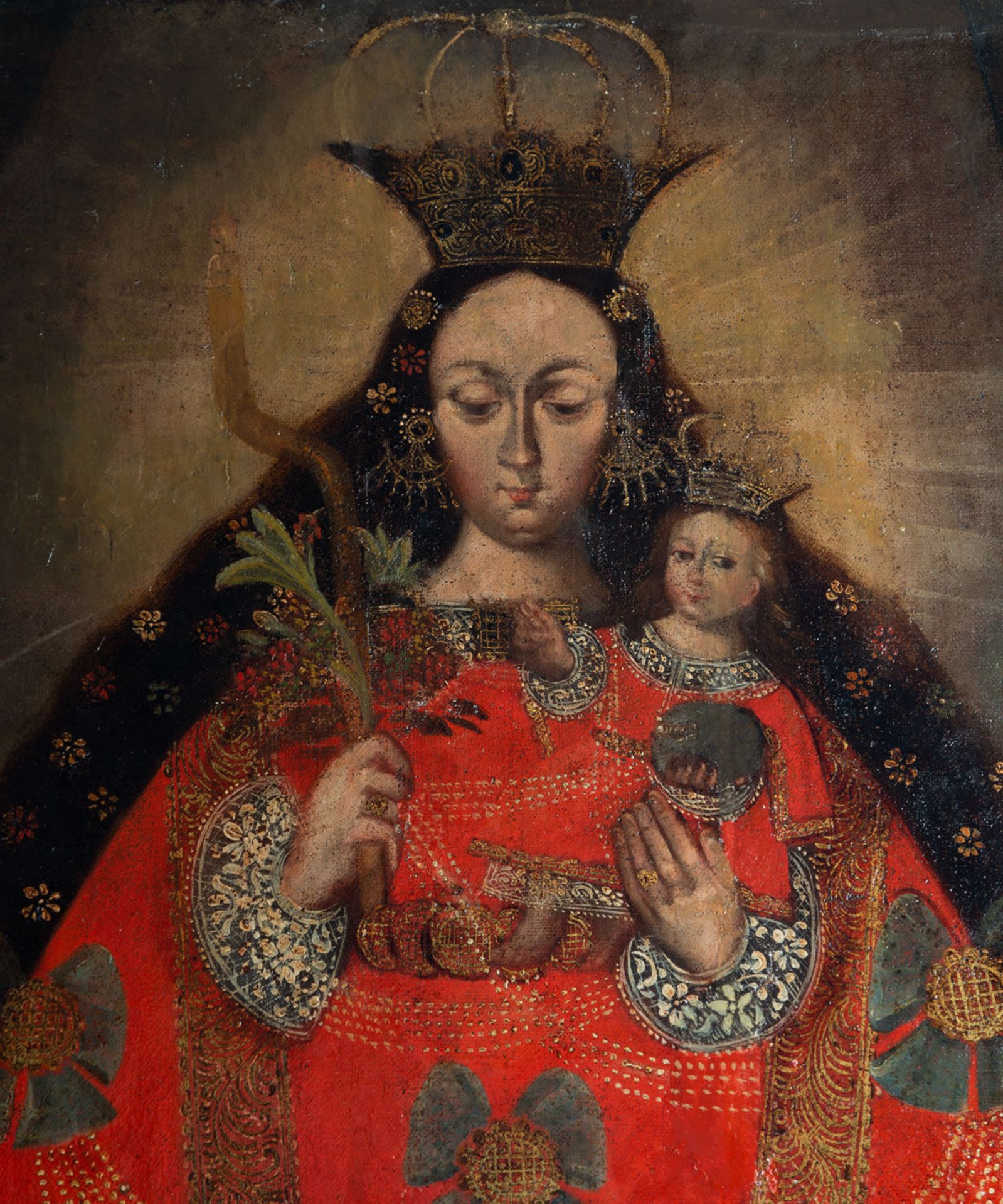 Large Virgin with Child, Cuzco colonial school from the 17th century - Image 3 of 6