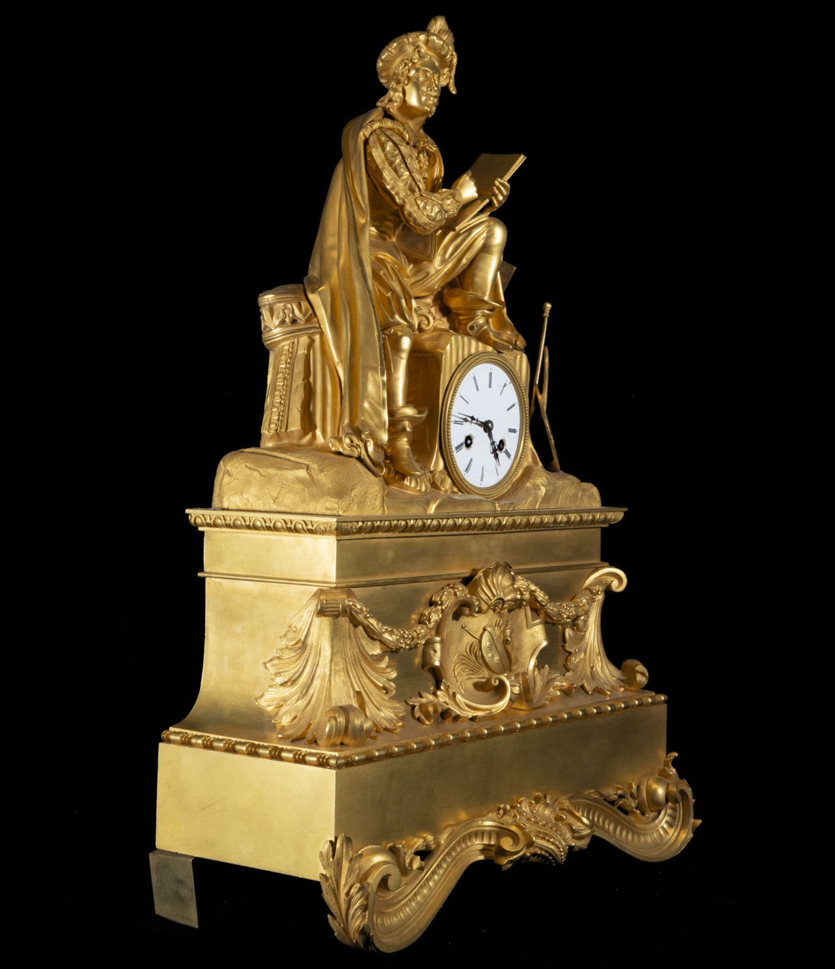 Large Empire table clock with the motif of Michelangelo Buonarroti, 19th century French school - Image 6 of 8