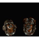 Pair of 18th century German Black Forest Applique Busts