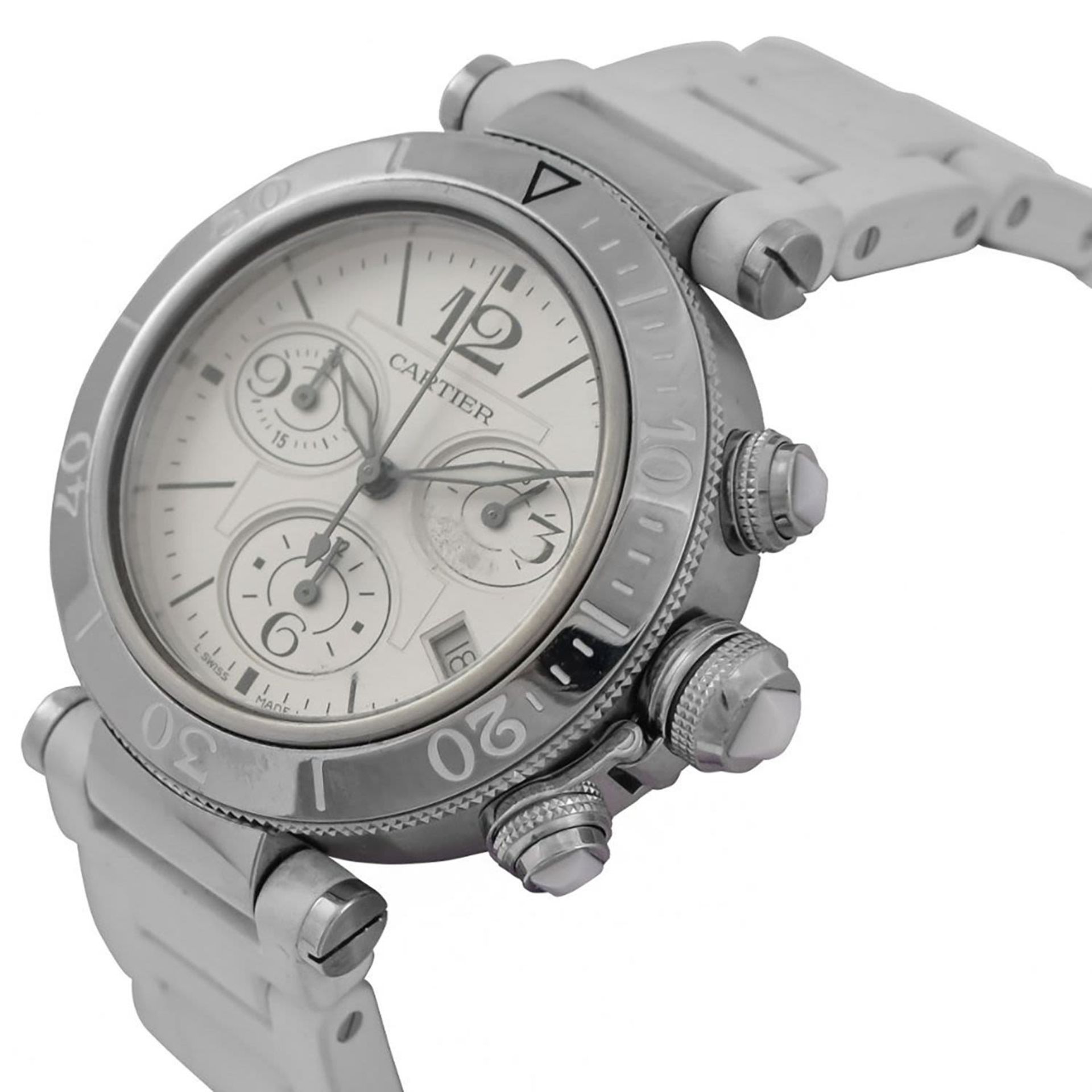 Cartier Pasha Chronograph 42mm Unisex wristwatch, in steel, year 2010 - Bild 2 aus 5
