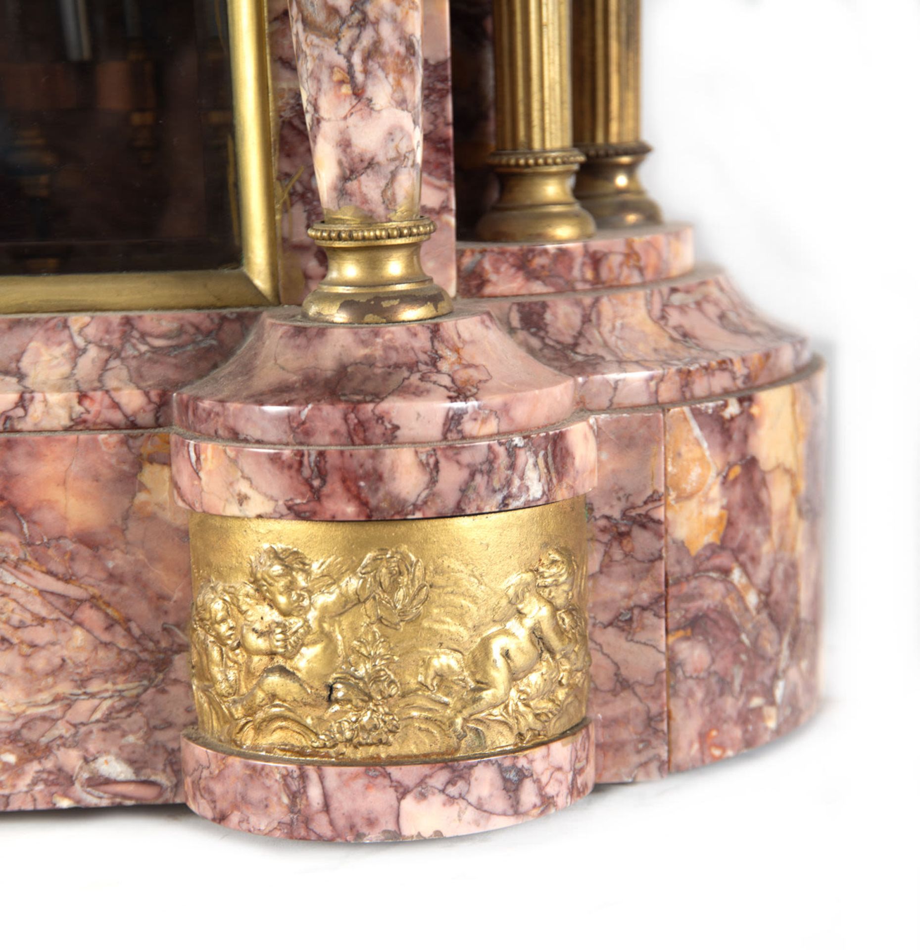 garniture in pink marble and gilt bronze, with mercury pendulum - Bild 13 aus 13